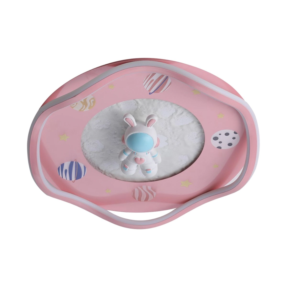 Plafon De Sobrepor Infantil Astronauta Rosa 48cm Led 22w 3 Em 1 Bivolt La1026 Delis
