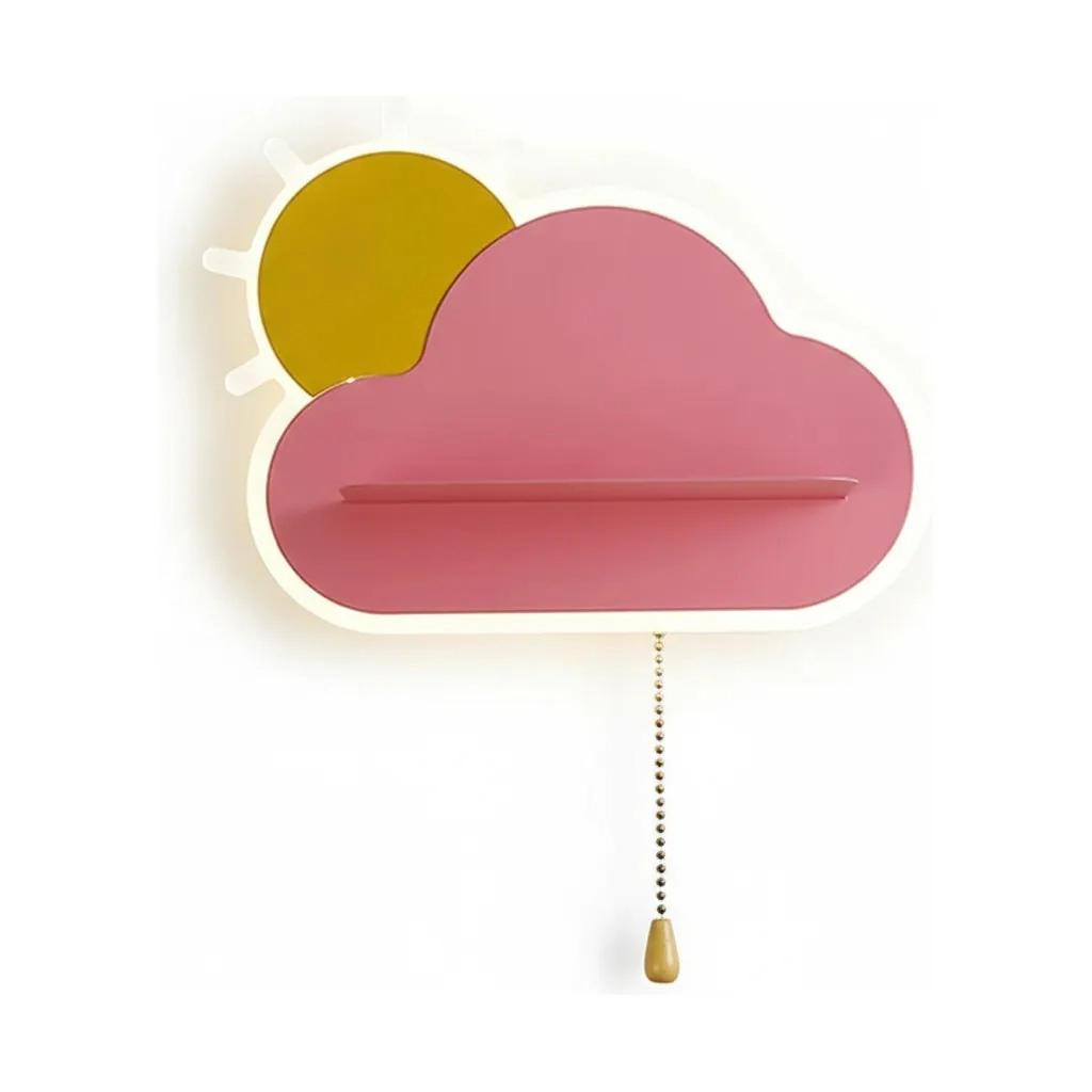 Arandela Infantil Nuvem Rosa 25cm Led 12w 3 Em 1 Bivolt La1044 Delis