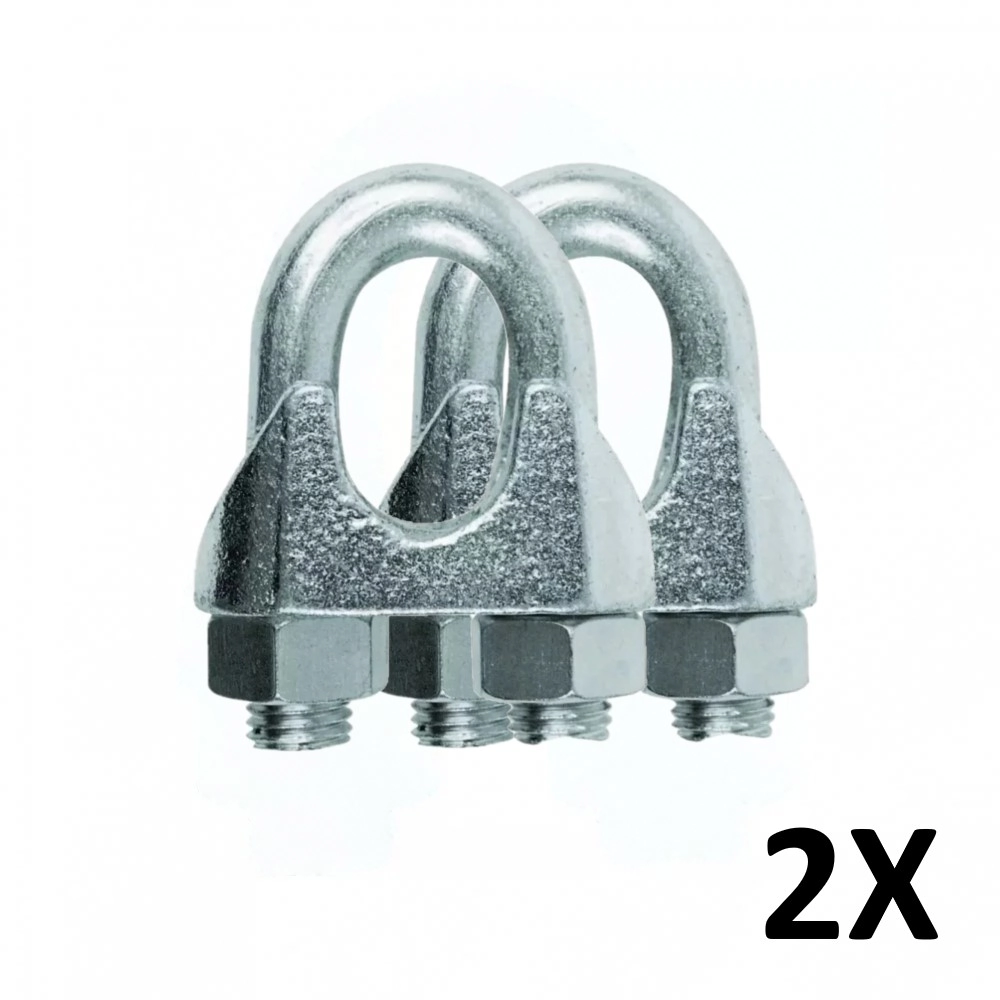 Kit 2 Clips Grampado Para Cabo De Aço 3mm 1/8