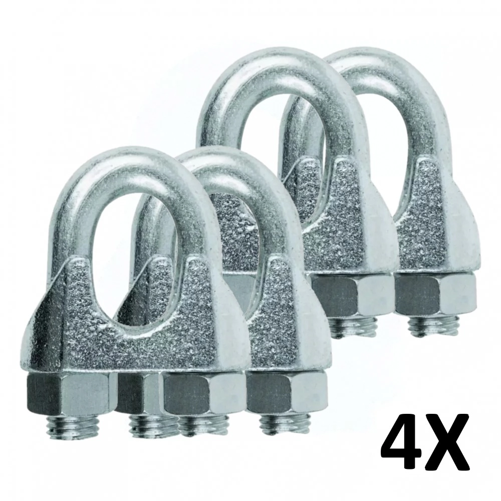 Kit 4 Clips Grampado Para Cabo De Aço 3mm 1/8