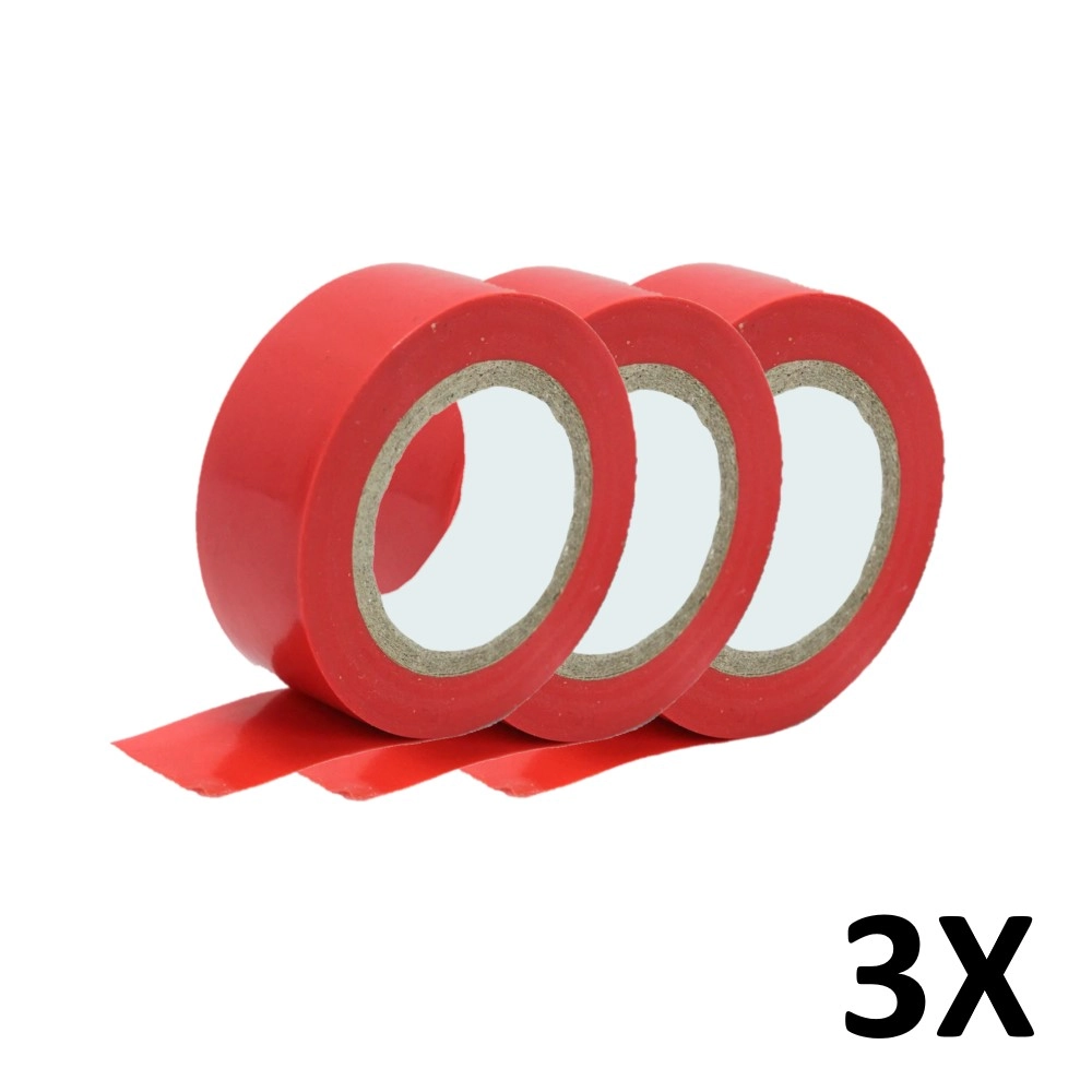 Kit 3 Fita Isolante Colorida Antichama 19mmx10m Vermelha