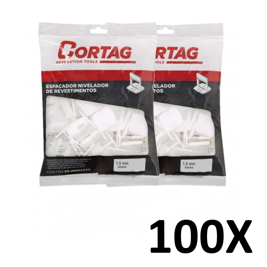 Kit 100 Espaçador Nivelador Revestimento Porcelanato 1,5mm