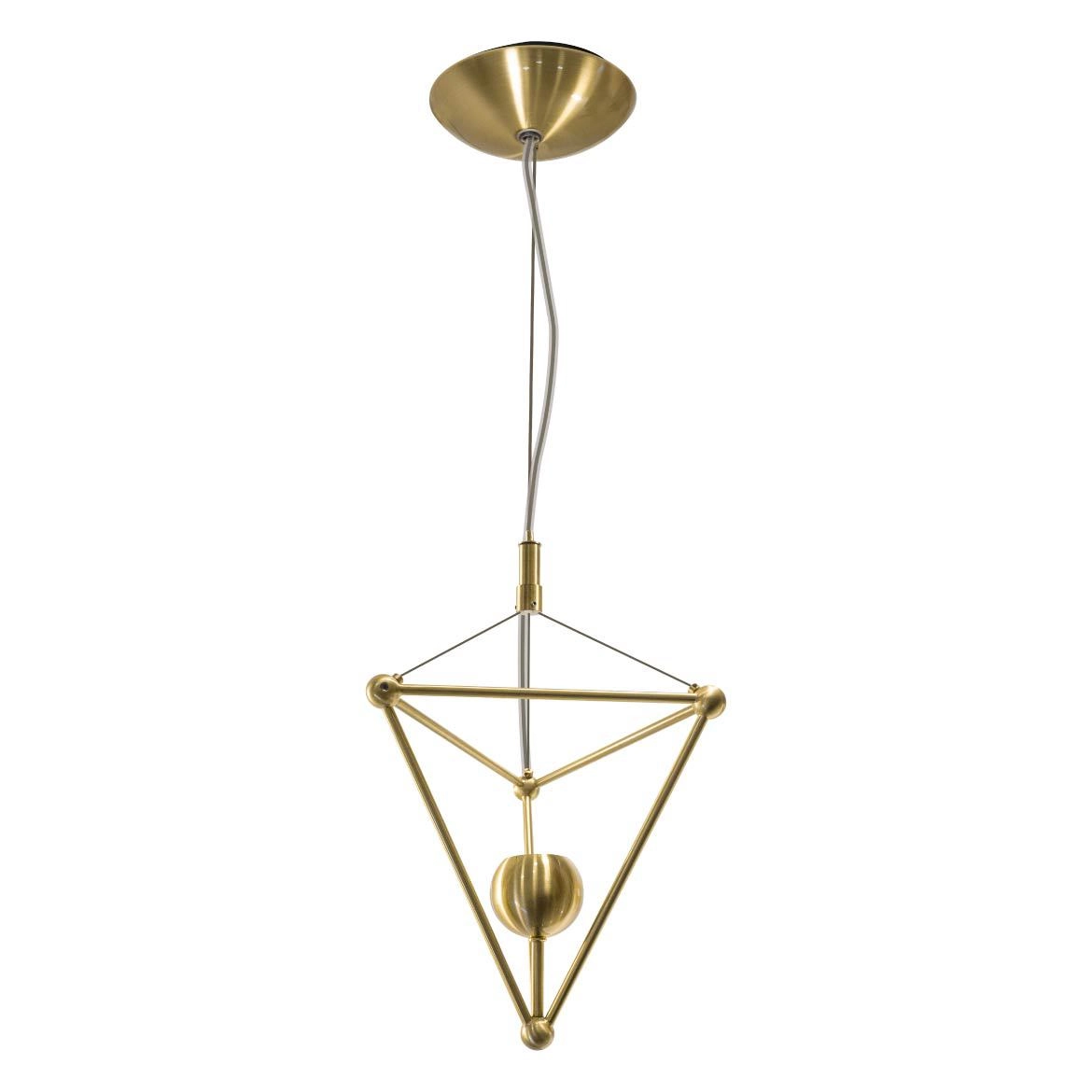 Pendente Zoe Losângo Bronze Em Metal + Lâmpada Bulbo Led 12w Branco Quente St1763