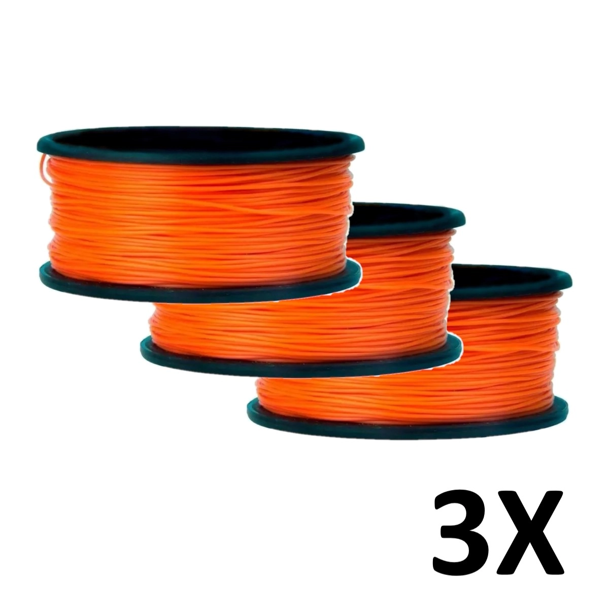 Kit 3 Carretel De Linha De Pedreiro Lisa 100 Metros Laranja