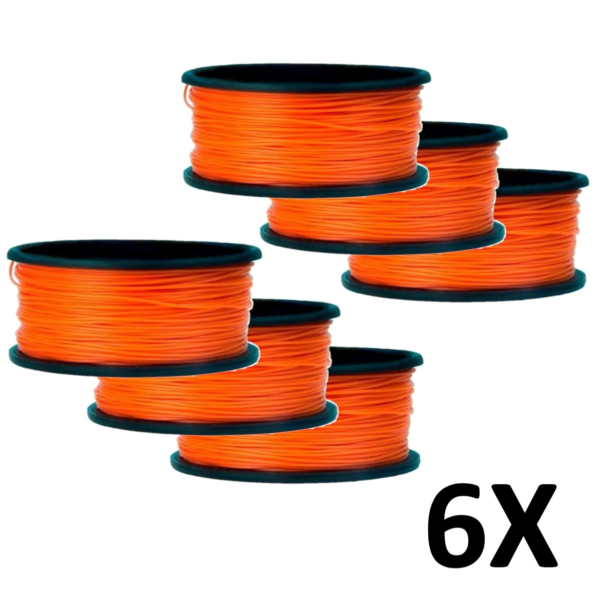 Kit 6 Carretel De Linha De Pedreiro Lisa 100 Metros Laranja