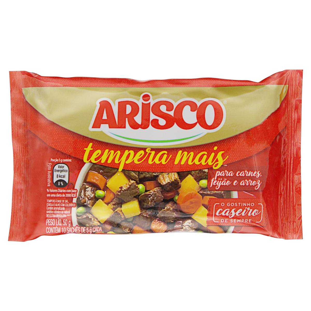 Tempero Pó Para Carnes, Feijão E Arroz Arisco Tempera Mais Pacote 50g 10 Unidades