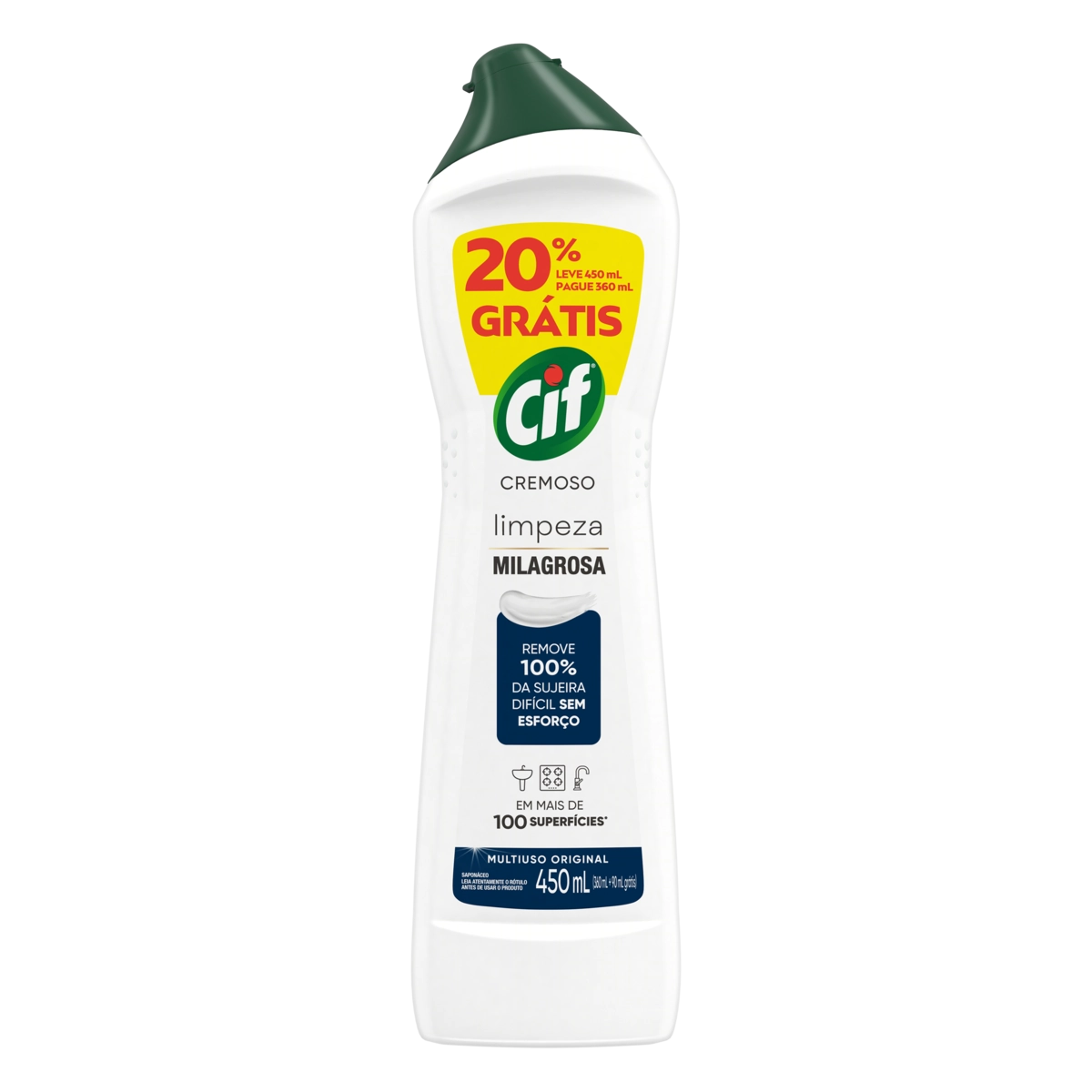 Saponáceo Cremoso Multiuso Original Cif Squeeze Leve 450ml Pague 360ml