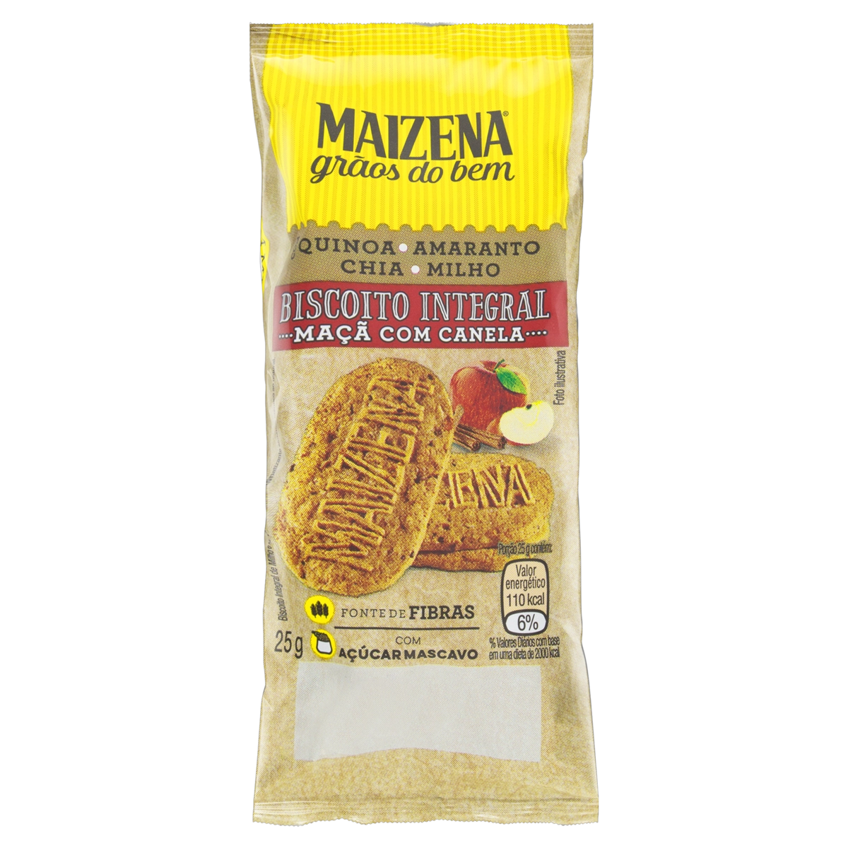 Biscoito Integral Maçã Com Canela Maizena Grãos Do Bem Pacote 25g