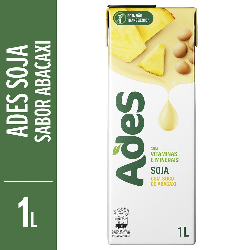 Bebida à Base De Soja Abacaxi Ades Caixa 1l