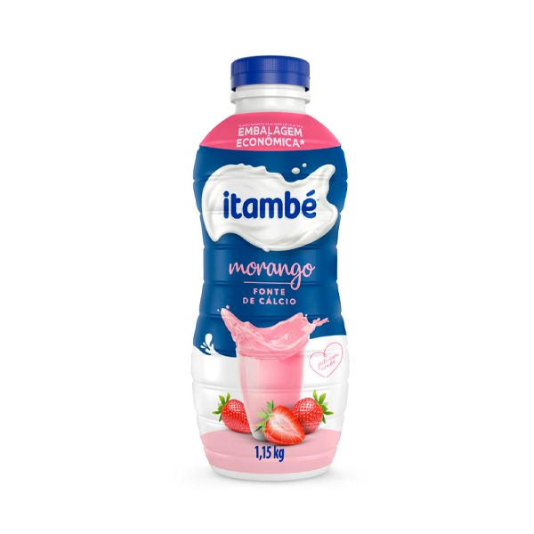 Iogurte Parcialmente Desnatado Morango Itambé Garrafa 1,15kg Embalagem Econômica