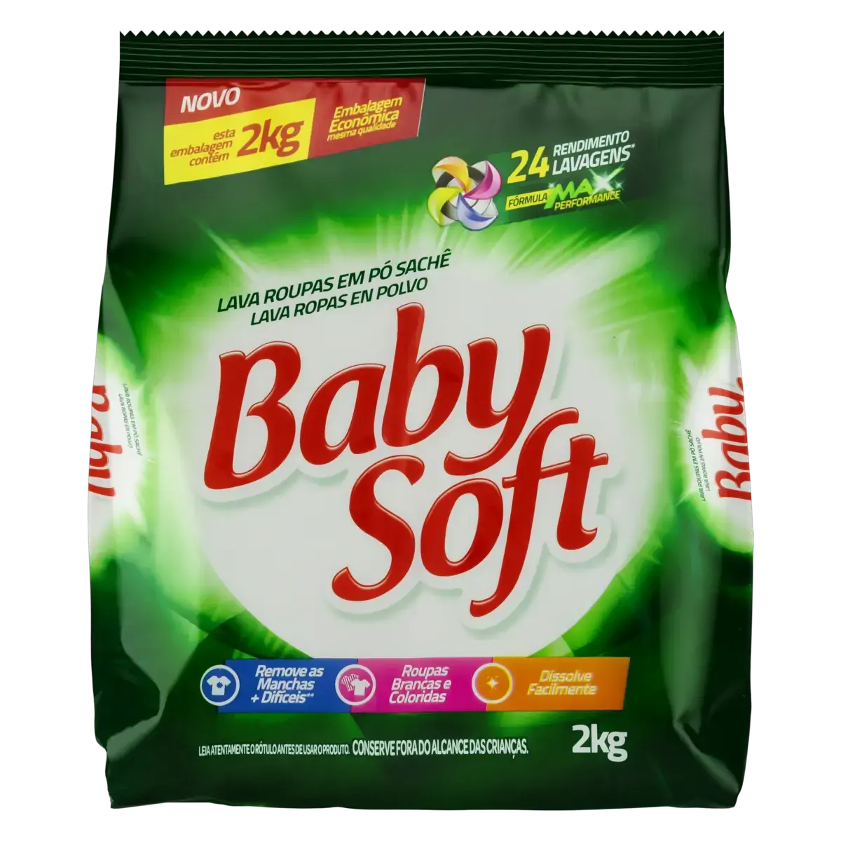 Lava Roupas Pó Baby Soft Pacote 2kg Embalagem Econômica