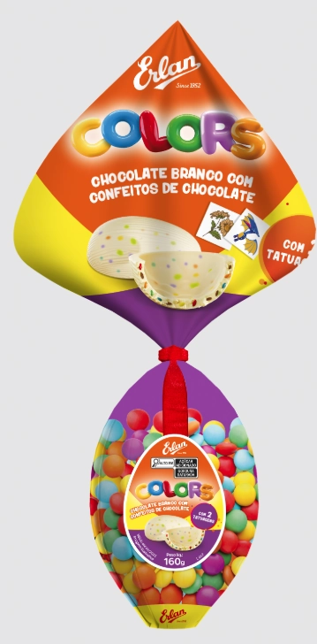 Ovo Pascoa Choc Branco Colors 160g Erlan