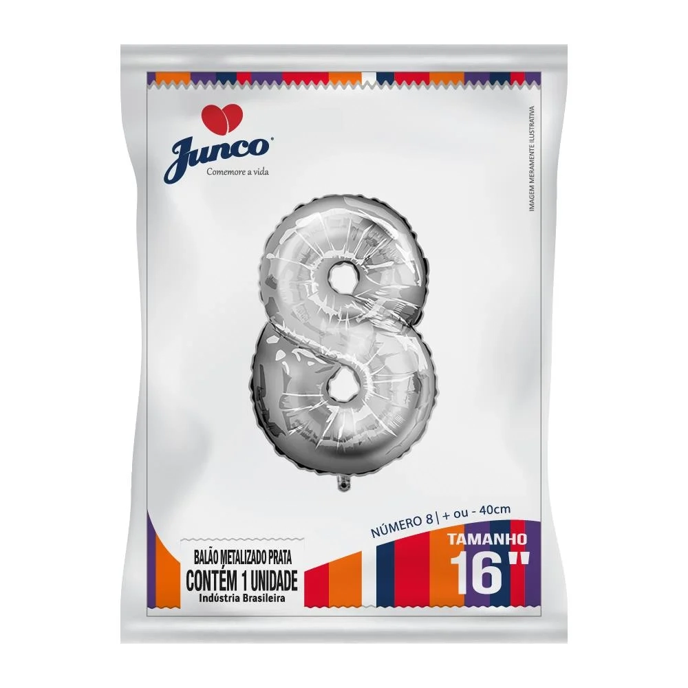 Balao Junco Metalizado Prata 40cm N.8 1un