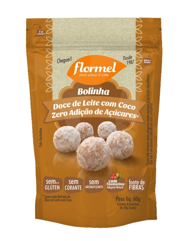 Doce De Leite Com Coco Flormel Bolinhas Pouch 60g