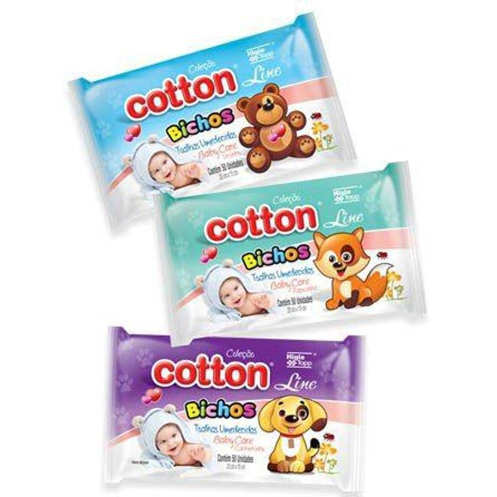 Toalhinhas Umedecidas Cotton Bichos C/50 Und