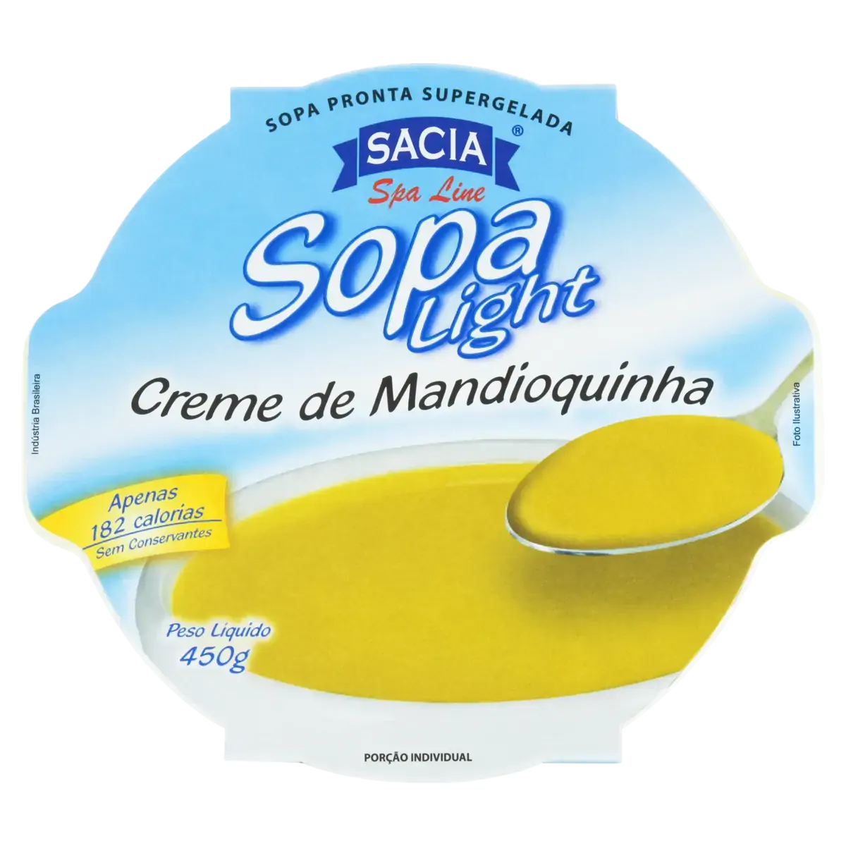 Sopa Congelada Creme De Mandioquinha Light Sem Glúten Sacia Spa Line Pote 450g