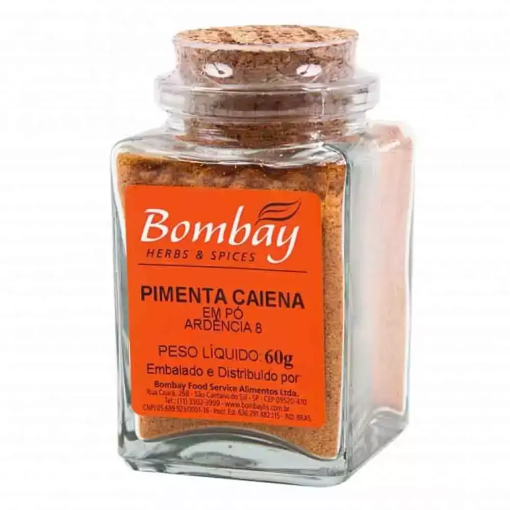 Tempero Pimenta Caiena em Pó Bombay Vidro 60 gr