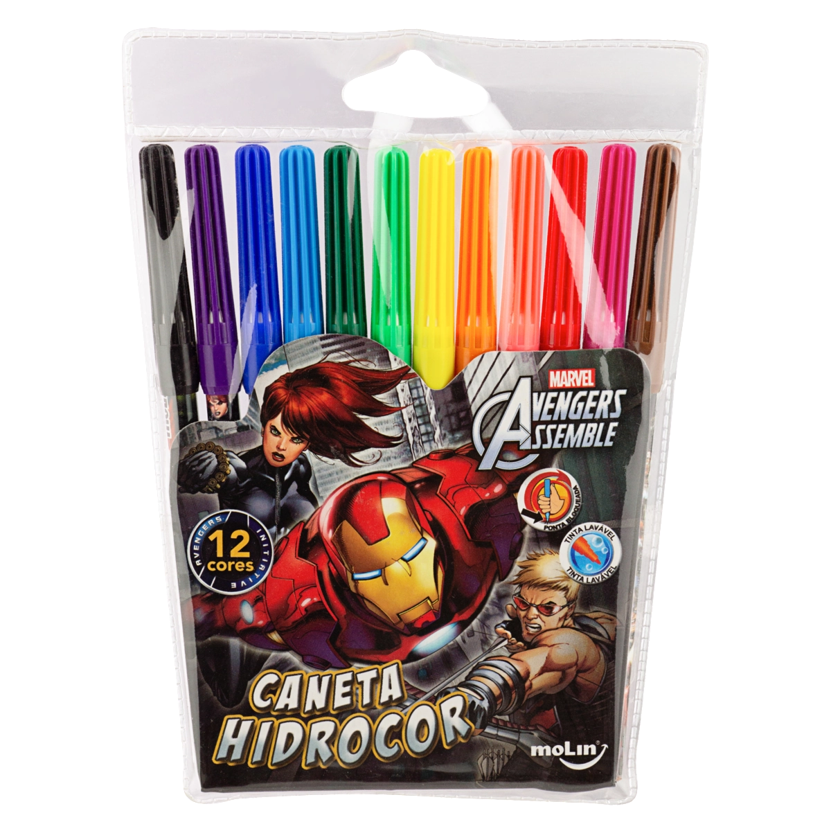 Canetinha Hidrográfica Hidrocor Avengers Assemble Molin 12 Unidades