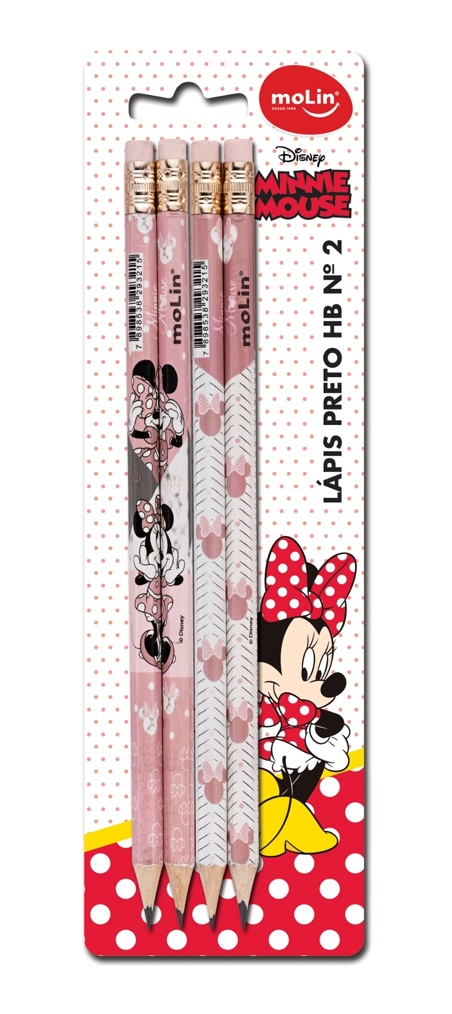 Lápis Preto Hb N 2 Minnie Mouse Molin 4 Unidades