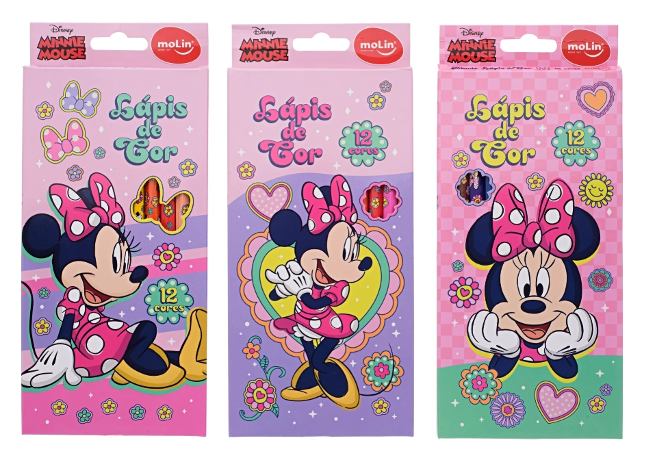 Lápis De Cor 12 Cores Minnie Mouse Molin 12 Unidades