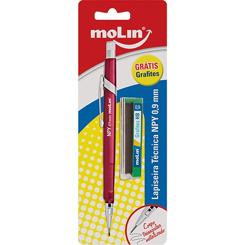 Lapiseira Técnica Molin Npy 09mm Vermelho Grafites