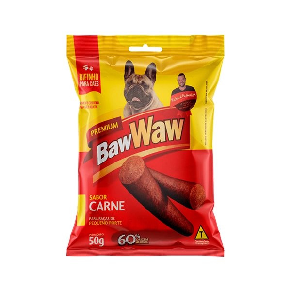 Bifinho Para Cães Adultos Raças Pequenas Carne Baw Waw Premium Pacote 50g