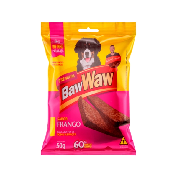 Bifinho Para Cães Adultos Frango Baw Waw Premium Pacote 50g