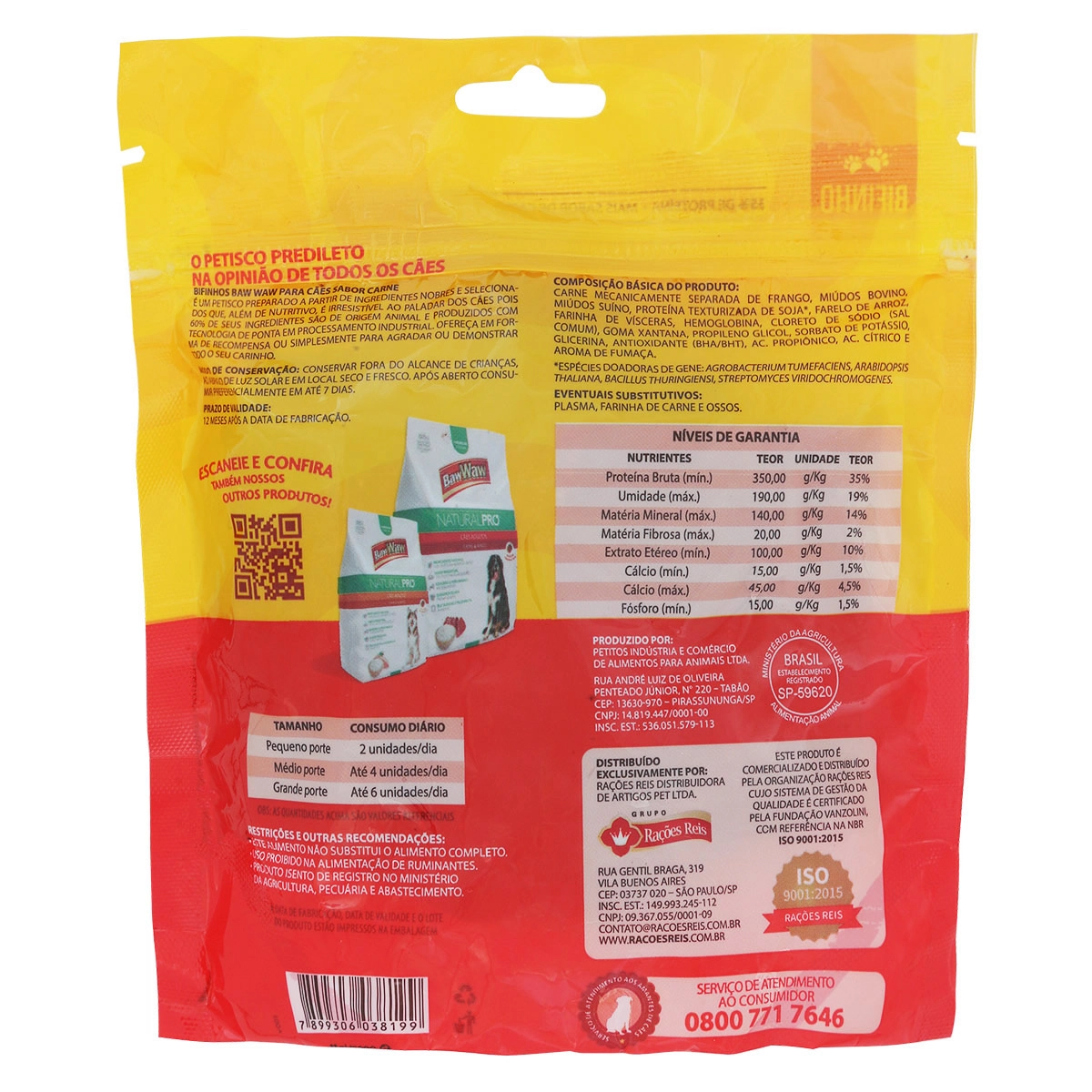 Bifinho Caes Baw Waw 250g Carne