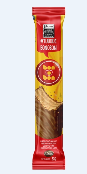 Wafer Recheio Amendoim Cobertura Chocolate Ao Leite Bon O Bon Pacote 30g