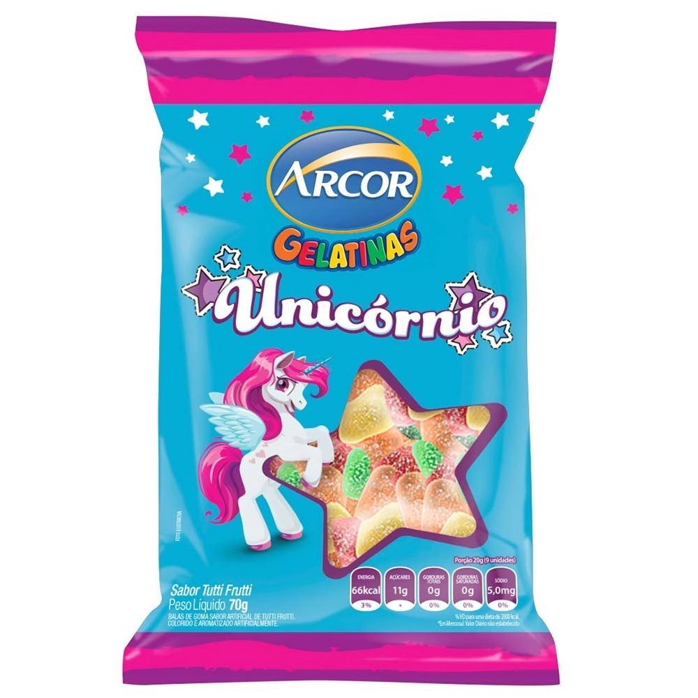 Bala Gelatina Arcor 70g Unicornio