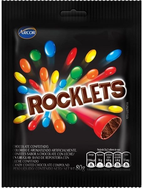 Confeito Rocklets Ao Leite 100gr