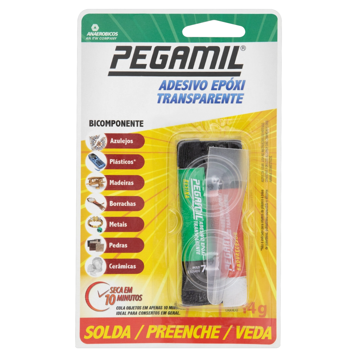Adesivo Epóxi Transparente Pegamil Blister 14g