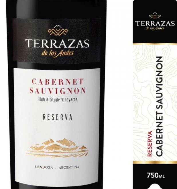 Vinho Argentino Tinto Reserva Terrazas de Los Andes Cabernet Sauvignon Mendoza Garrafa 750ml