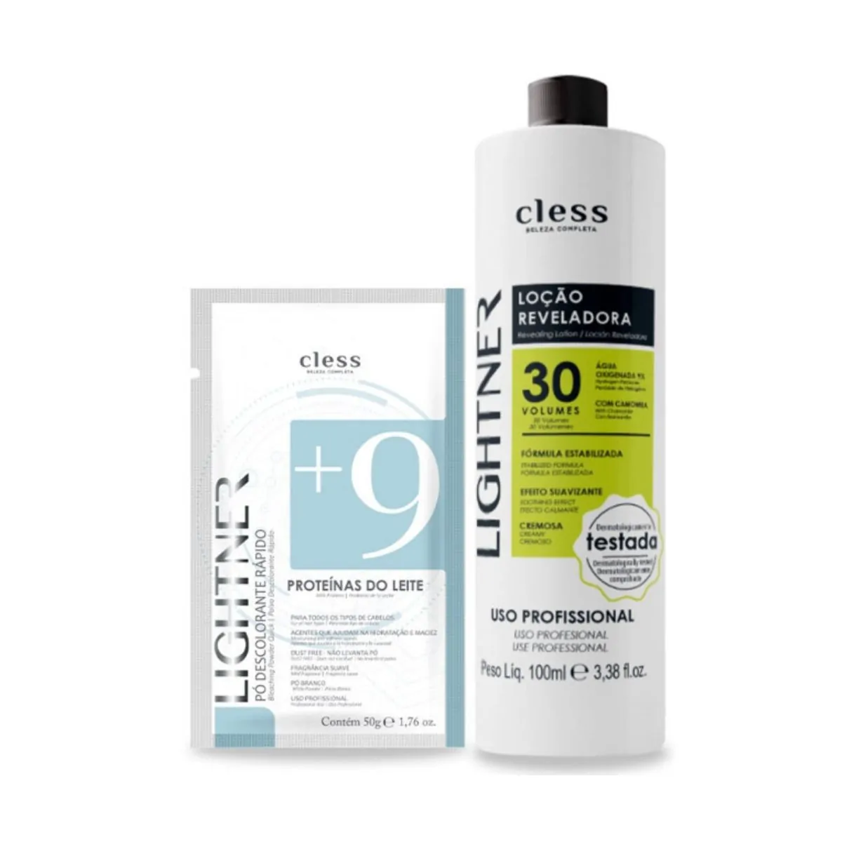 Kit Lightner 2pc (Agua Oxigenada 30vol 100ml + Pó Descolorante 50g)