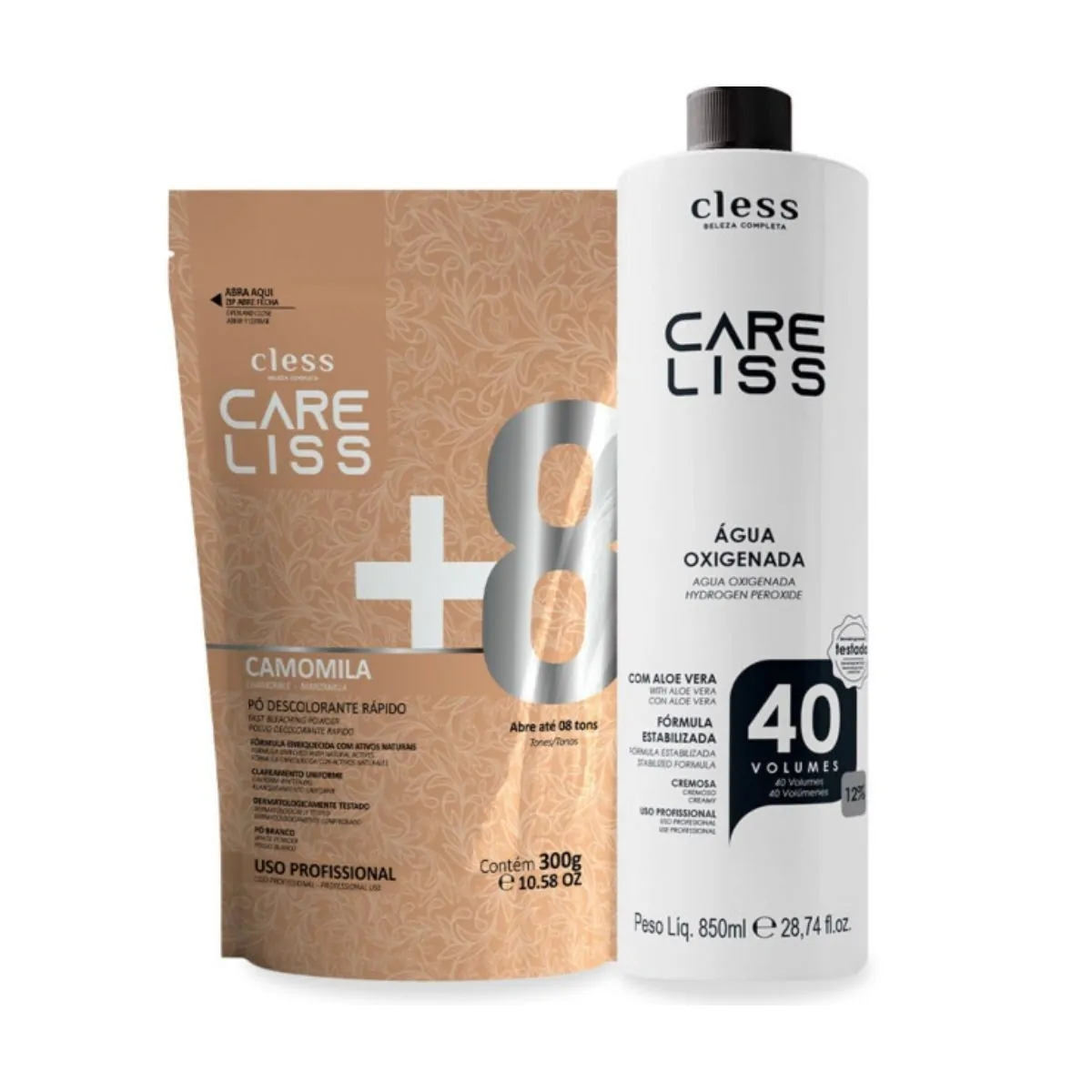 Kit Profissional Care Liss (Agua Ox 40vol 850ml + Pó Desc 300g)