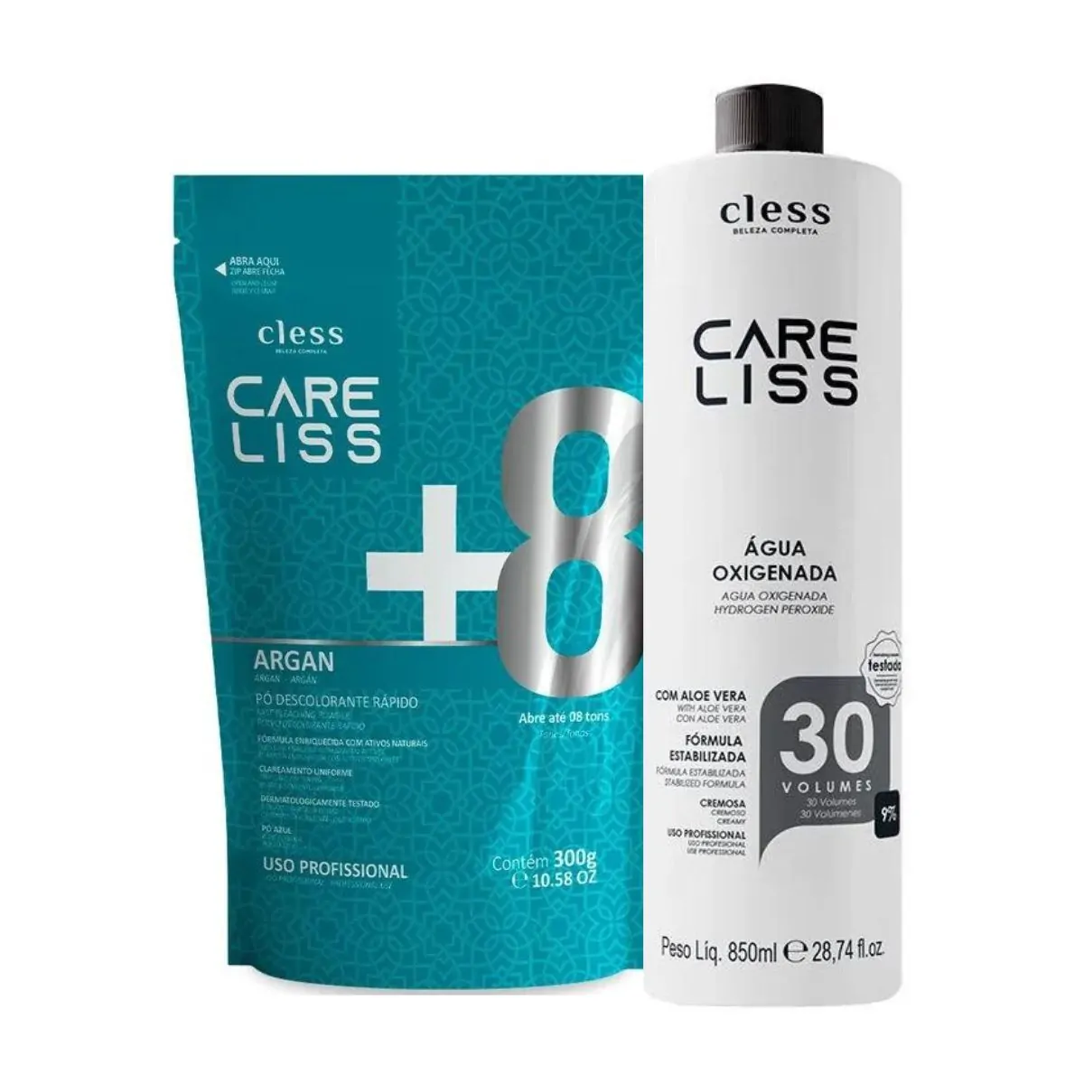 Kit Profissional Care Liss (Agua Ox 30vol 850ml + Pó Desc 300g)