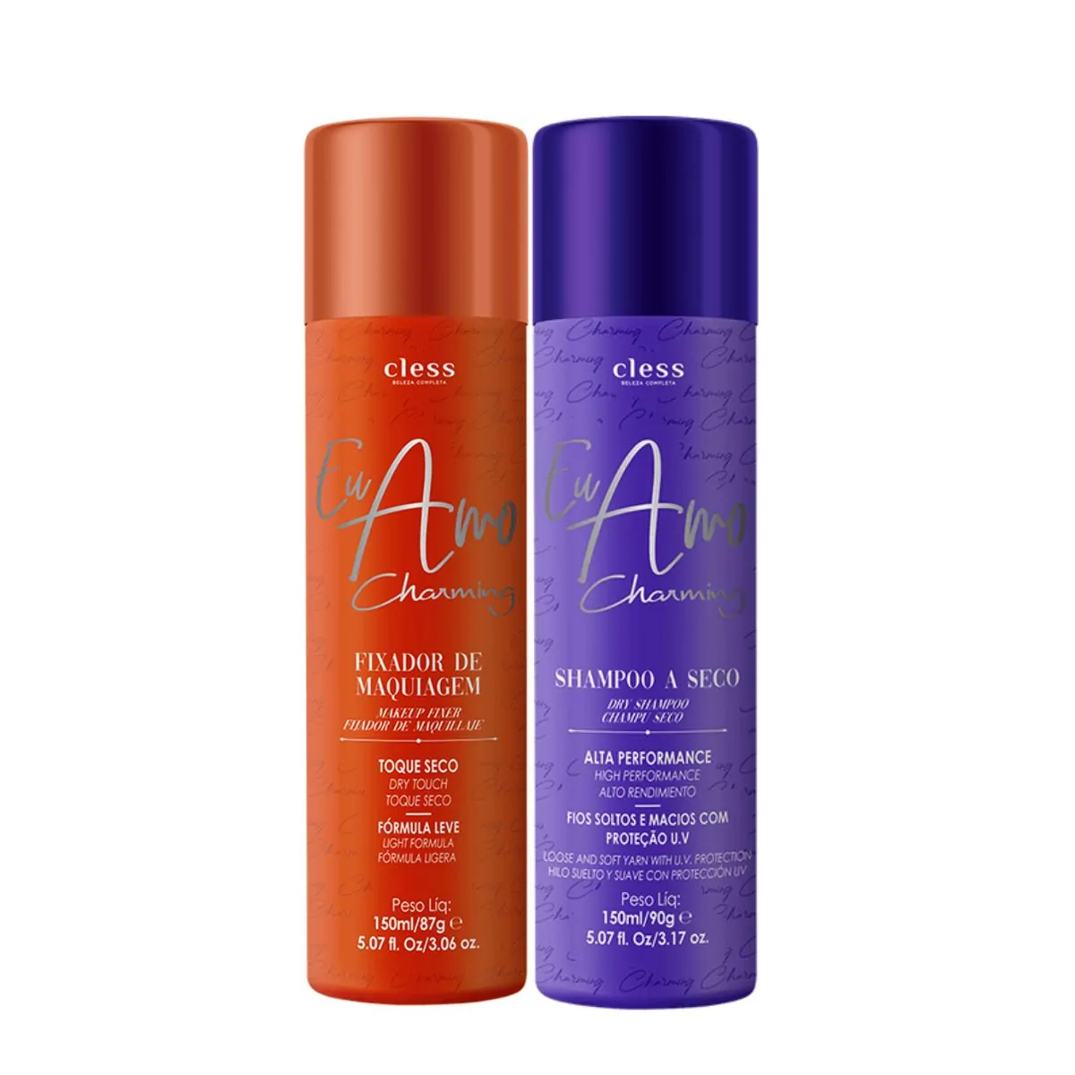 Kit Shampoo a seco 150ml + Fixador de maquiagem Eu Amo Charming 150ml