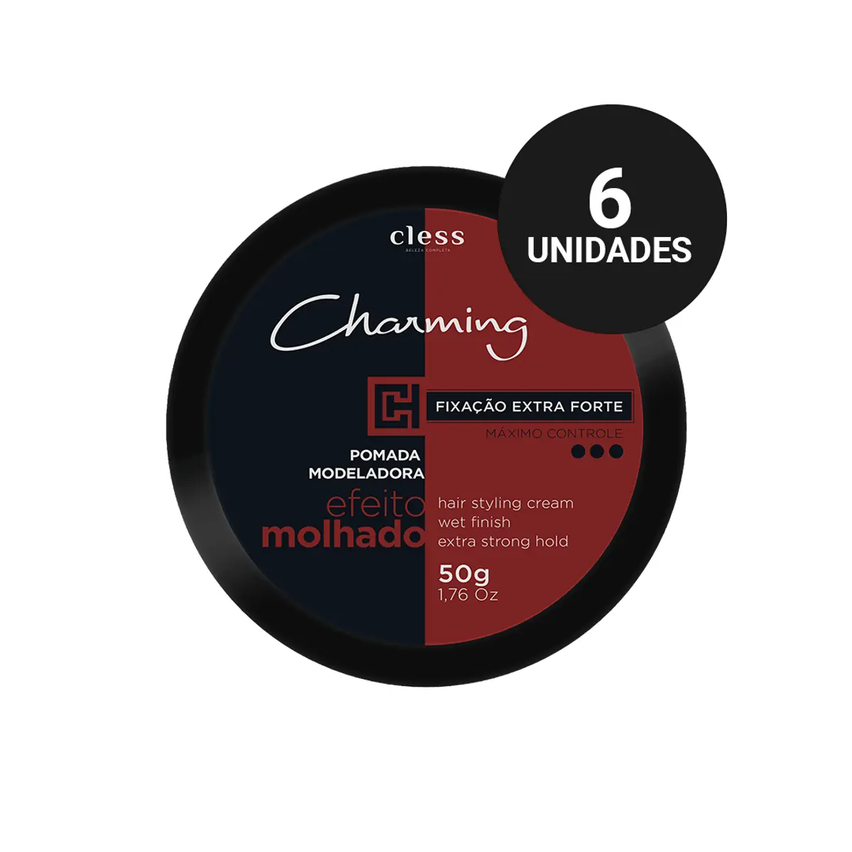 Kit Profissional Pomada Modeladora Charming ExtraForte Efeito Molhado (6x50g)