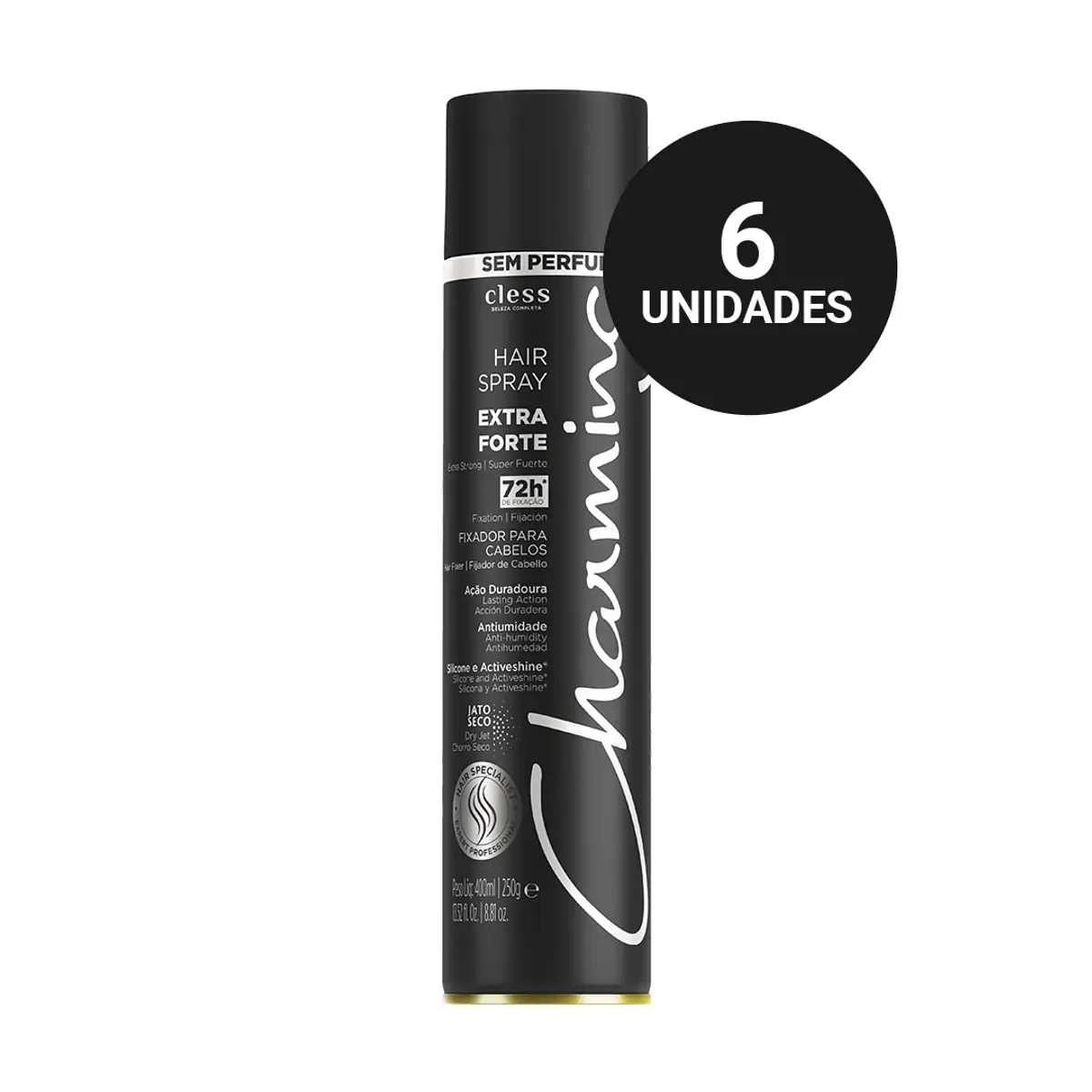 Kit Profissional Hair Spray Charming Extra Forte Sem Perfume (6x400ml)