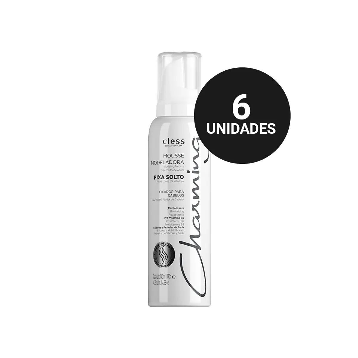 Kit Profissional Mousse Modeladora Charming Normal Fixa Solto (6x140ml)