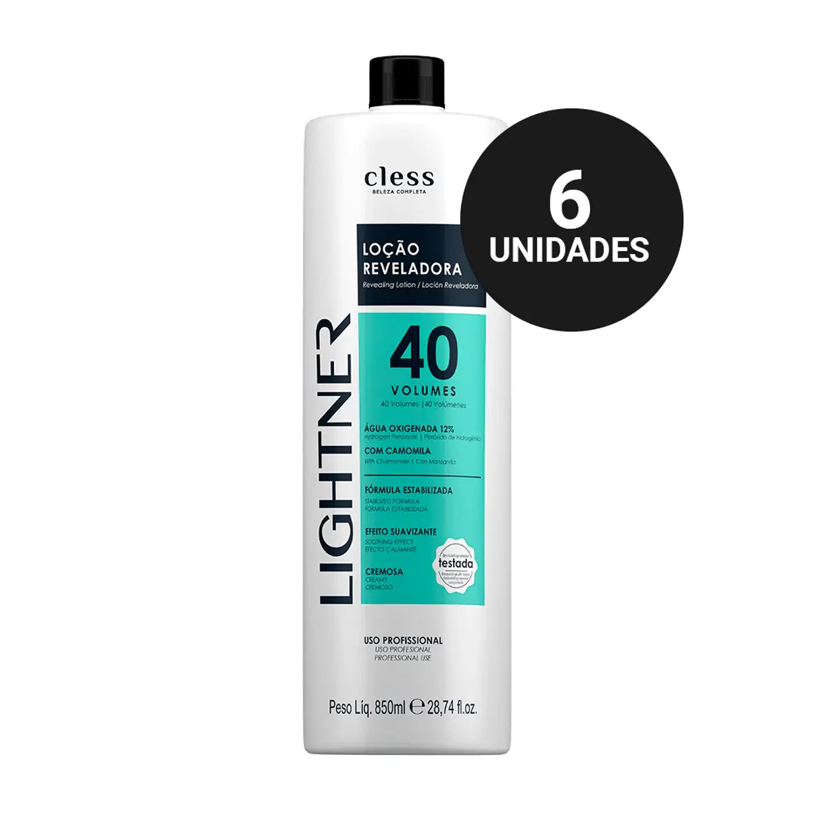 Kit Profissional Água Oxigenada Lightner 40 volumes (6x850ml)