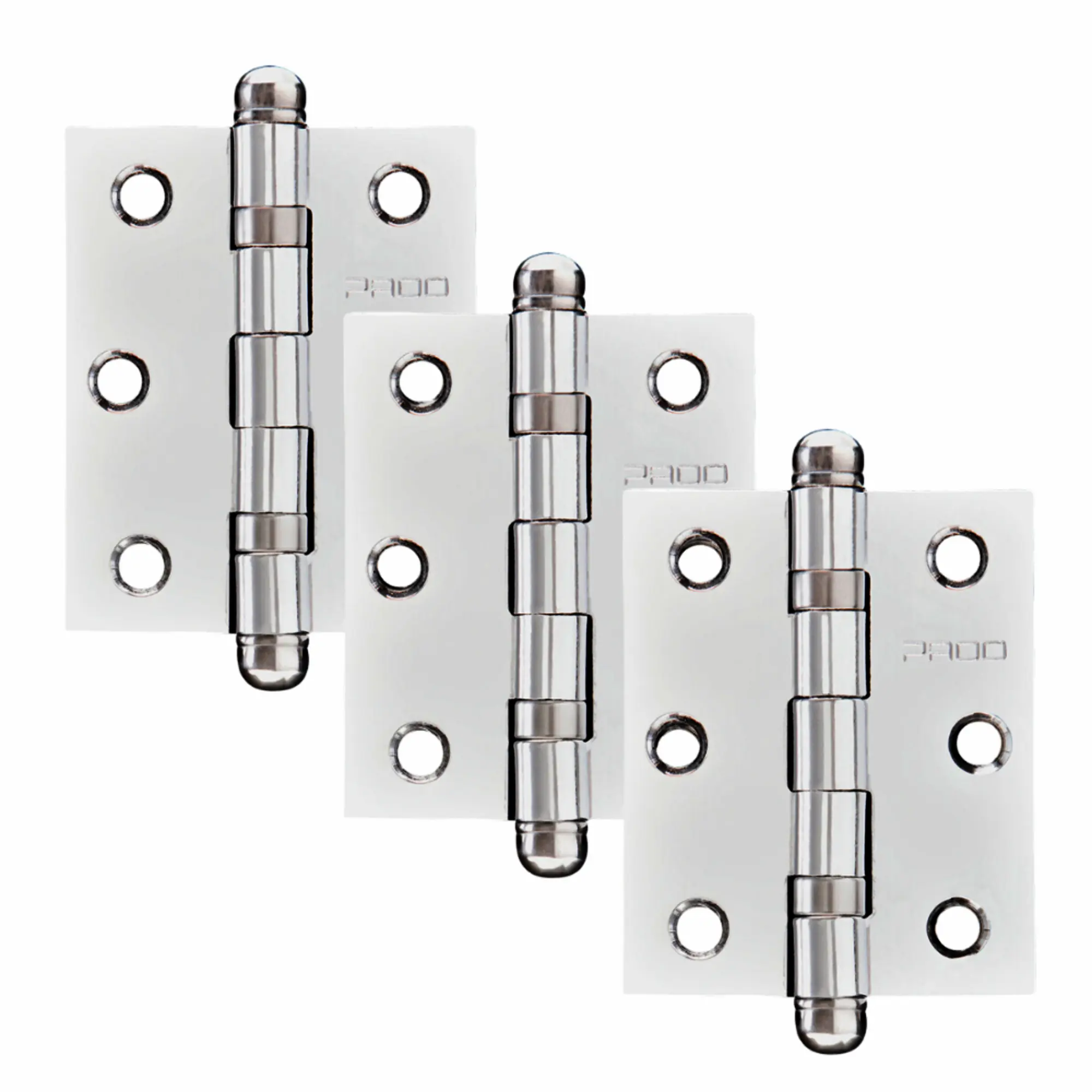 Dobradiça Para Porta Pado 3.1/2 Com Rolamento 3530 Embutir 45kg Inox Polido Com 3 Unidades