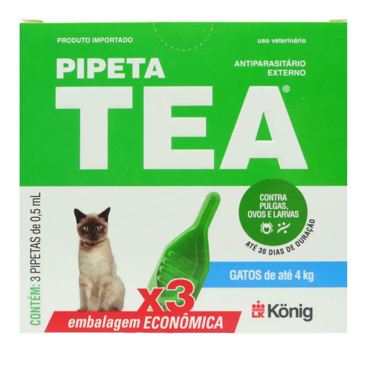 Pipeta Tea Para Gatos Até 4kg Konig 3un