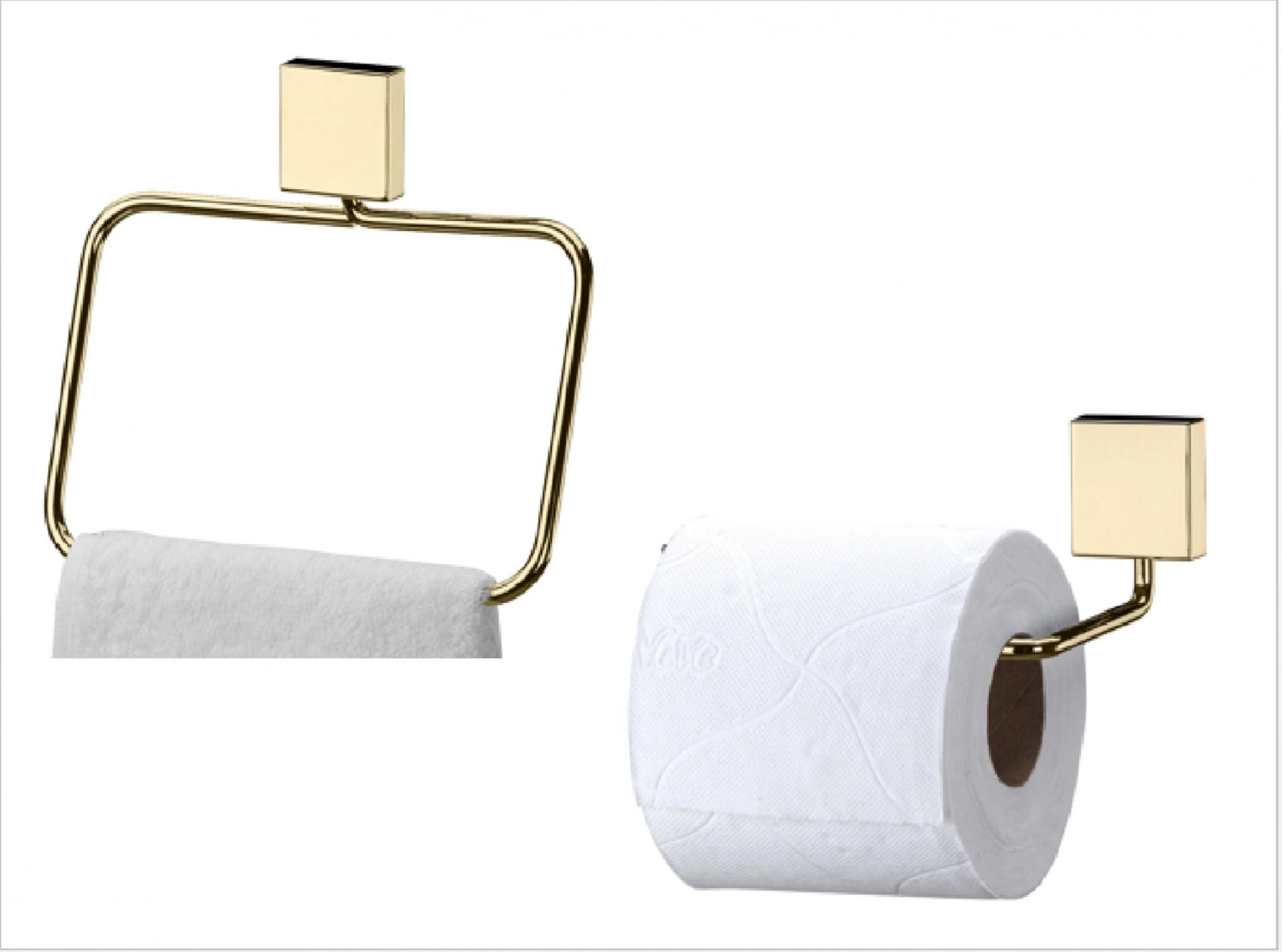 Kit Banheiro Lavabo 2 Peças Dourado Future Tolha Rosto Papeleira