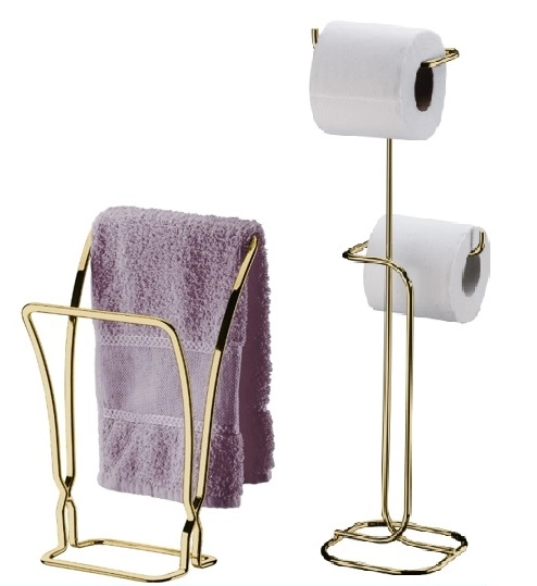 Kit Banheiro Dourado Future Porta Papel Higiênico Chao Porta Toalha De Bancada 1608dd 1176dd