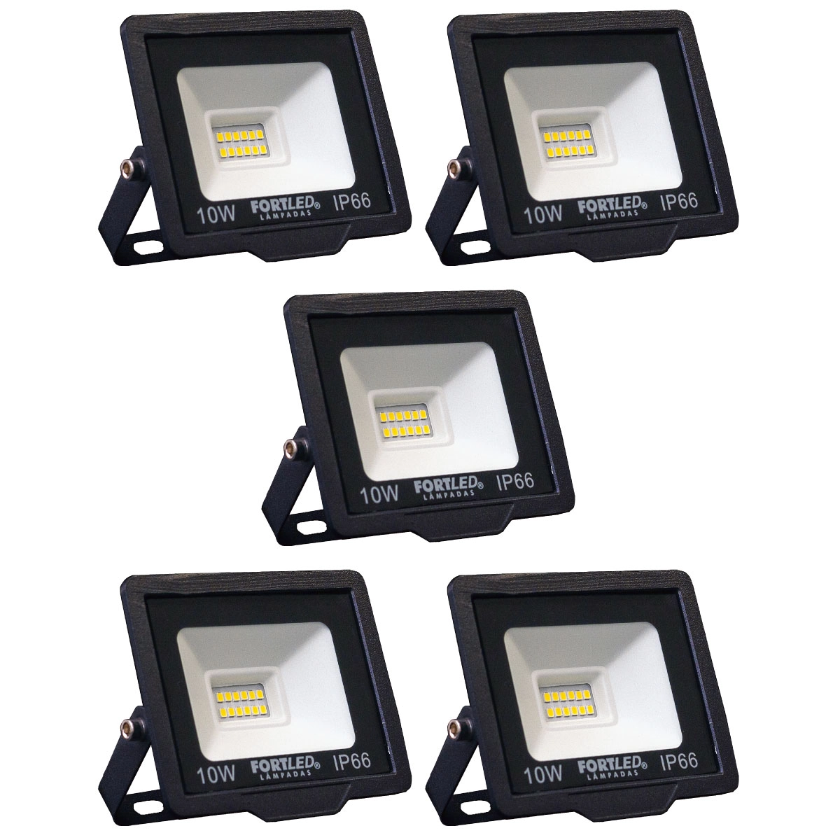 Kit 5 Refletores De Led 10w Fortled
