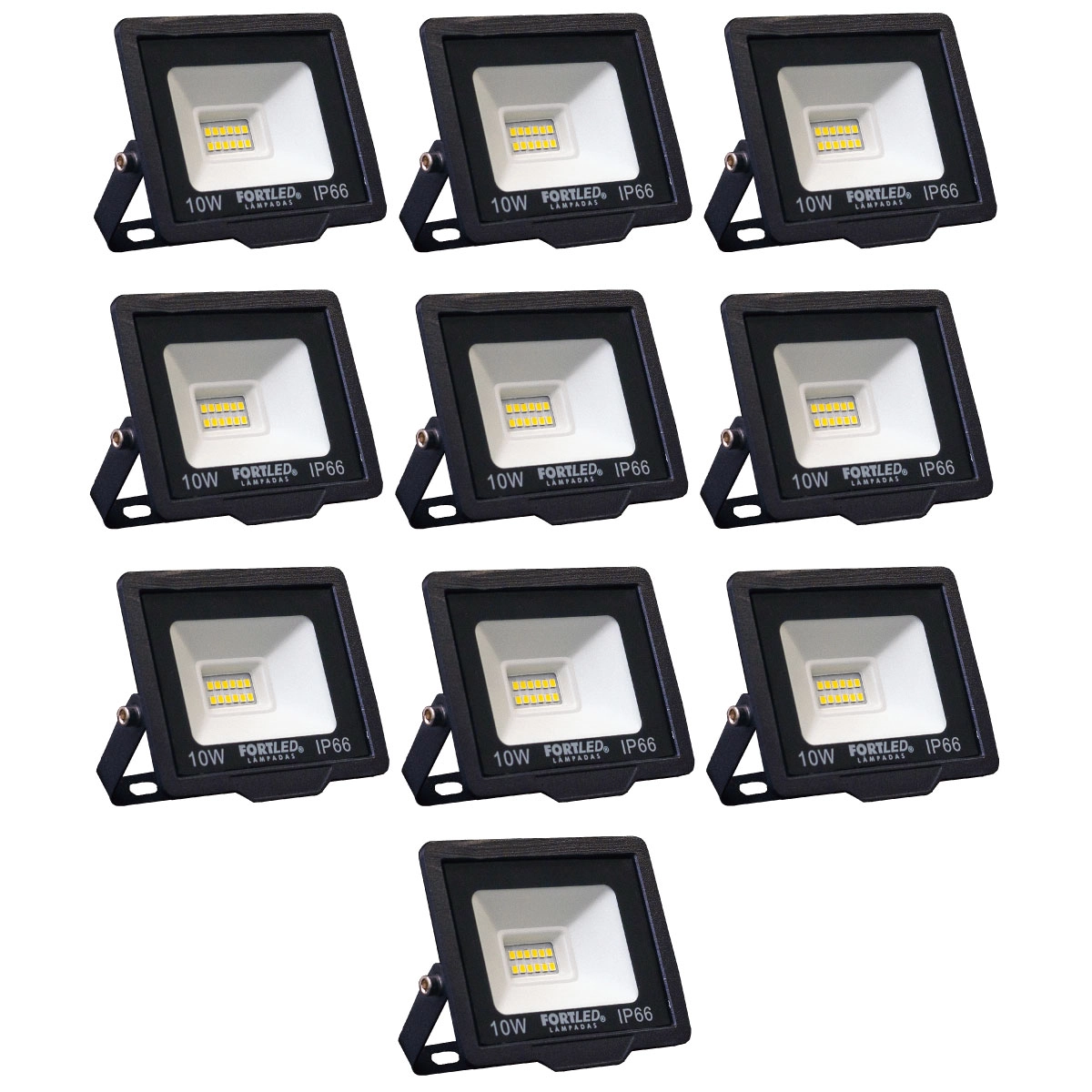 Kit 10 Refletores De Led 10w Fortled