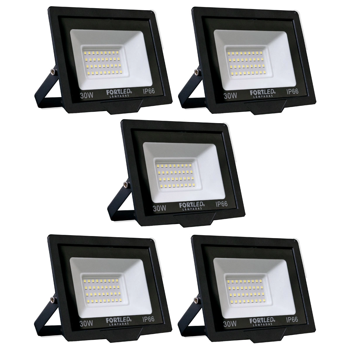 Kit 5 Refletores De Led 30w Fortled