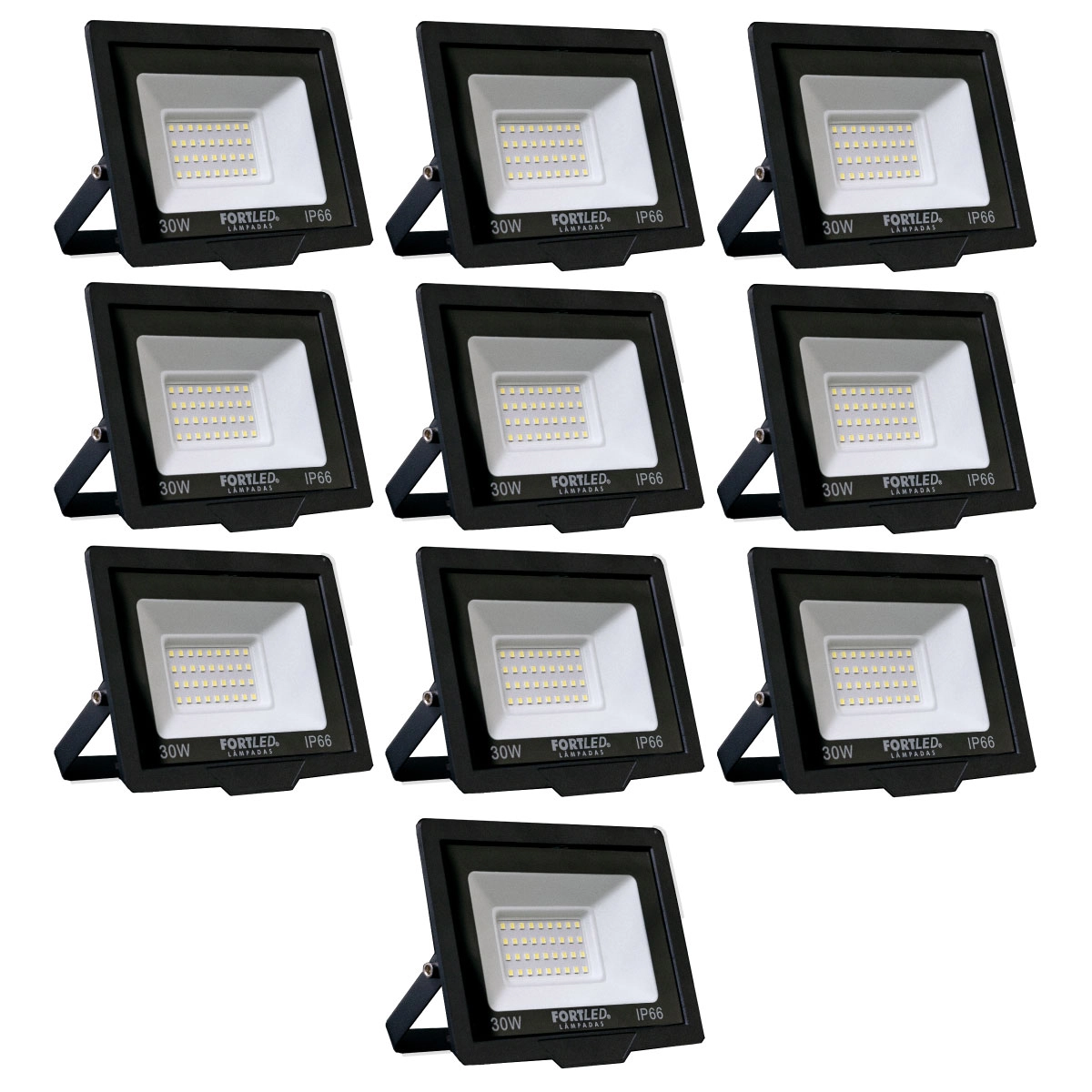 Kit 10 Refletores De Led 30w Fortled