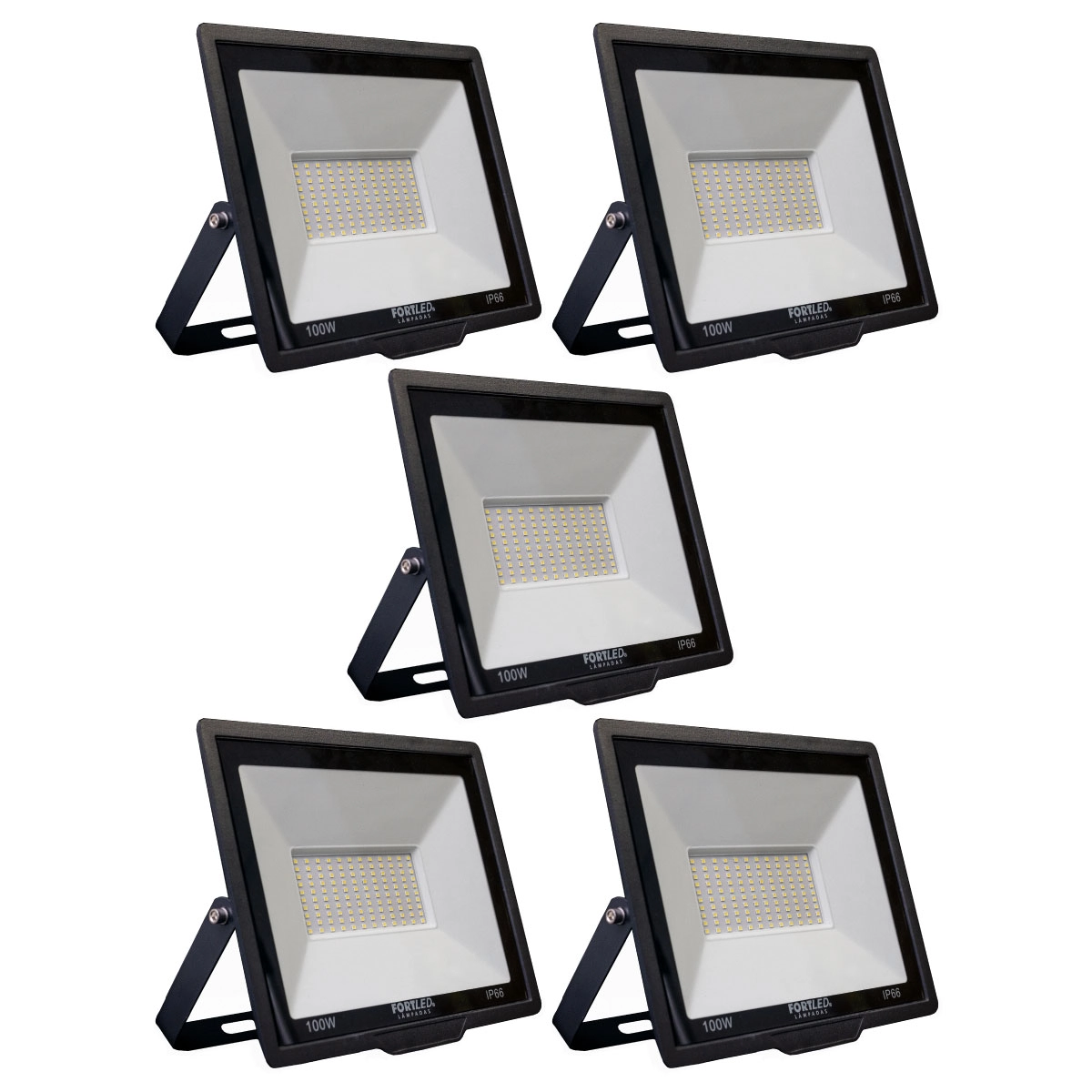 Kit 5 Refletores De Led 100w Fortled